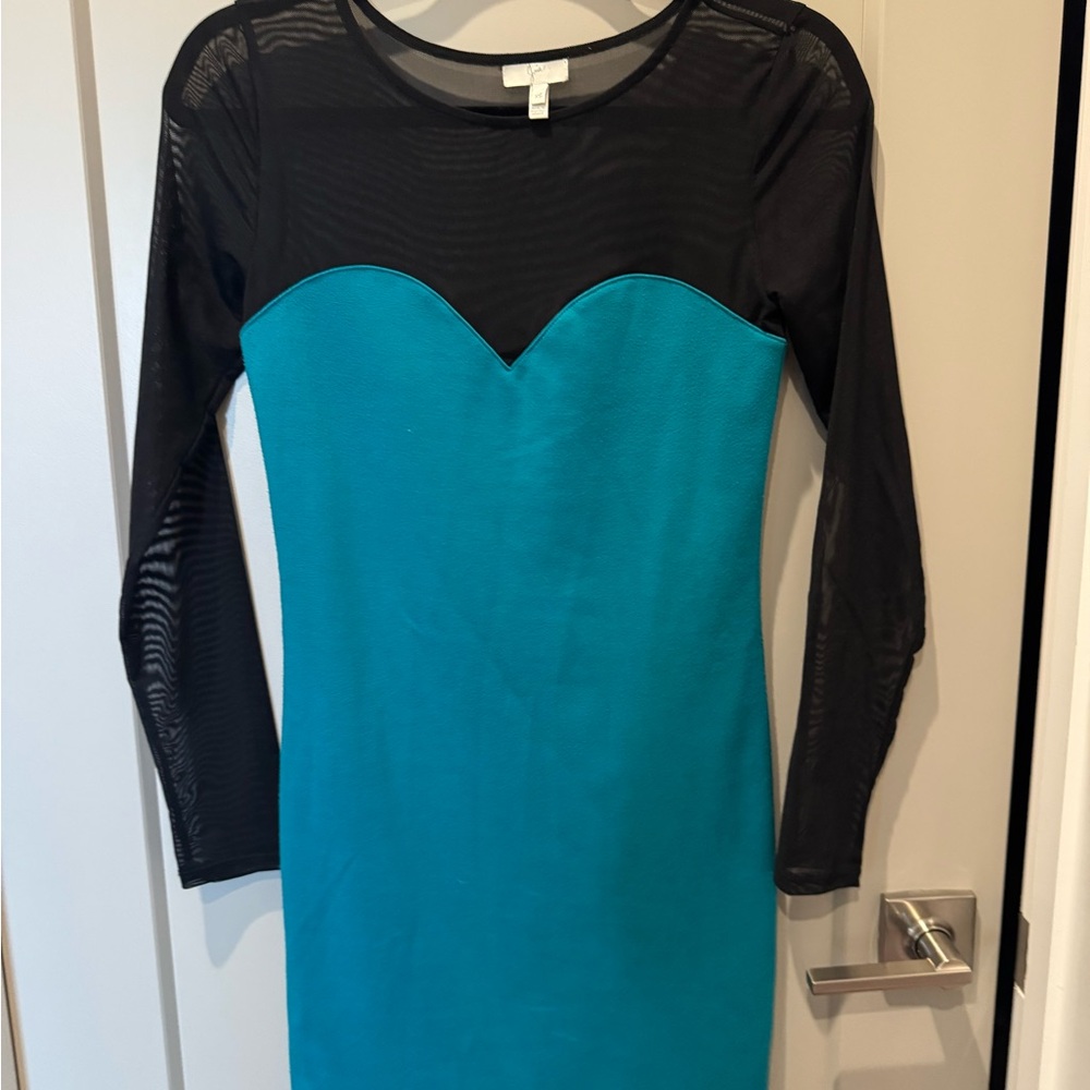 Joie Elegant Black and Teal Dress
